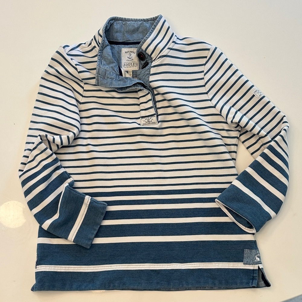 Joules Women’s Size 10 Blue and White Striped Sweater